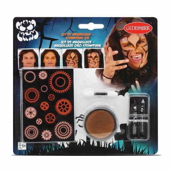 154-Kit Maquillaje + Engranaje Robot Oro HALLOWEEN *48*.