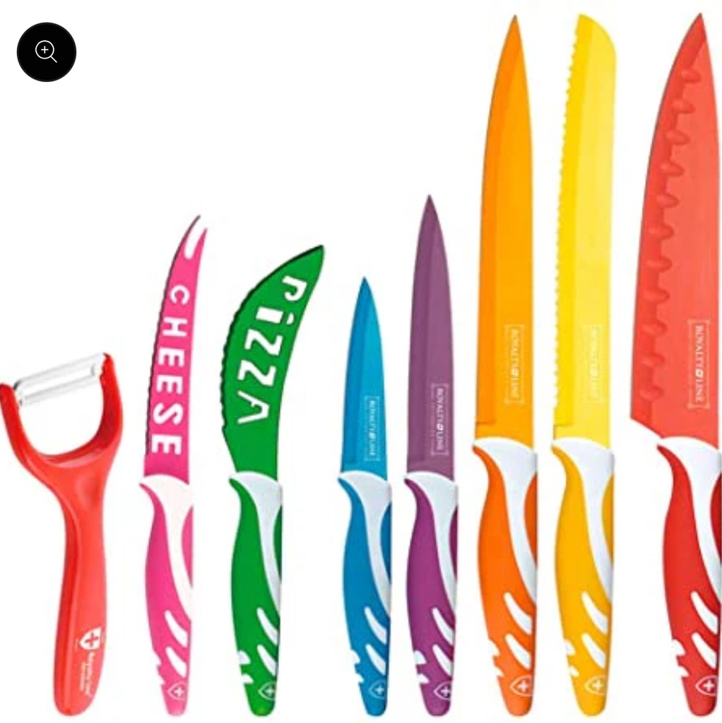 NEW-Set de 7 Cuchillos de Colores + Pelador *6*