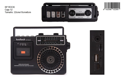 [SP ROCK] 205-Radio Altavoz Bluetooth Rock 22x15x6cm *1*