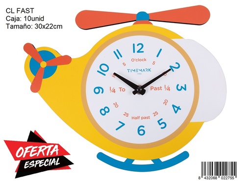 [CL FAST] 136-Reloj de Pared Infantil 30x22cm *1*.