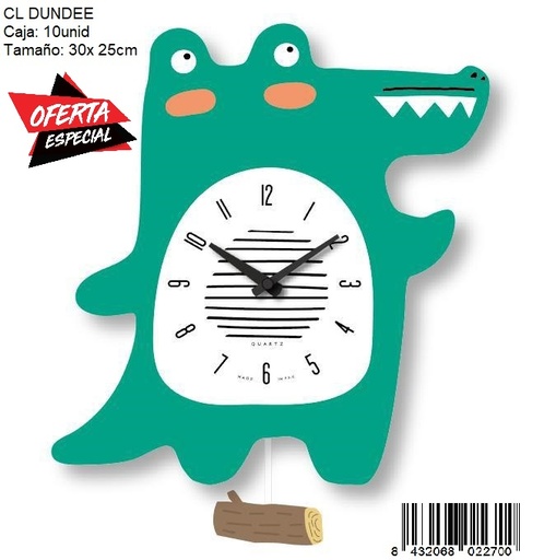 [CL DUNDEE] 136-Reloj de Pared Infantil 30x25cm *1*.
