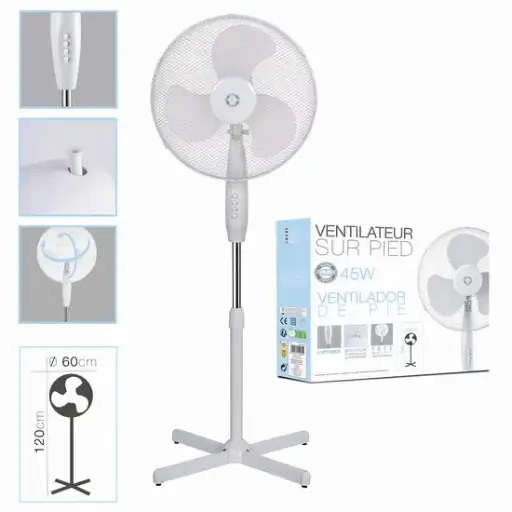 [15175] 216-Ventilador Blanco Pie 45 W - 55x55x128cm *1*