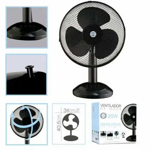 [16264] 216-Ventilador Negro 34x25.5x53.5cm 3 VEL. 35w *1*