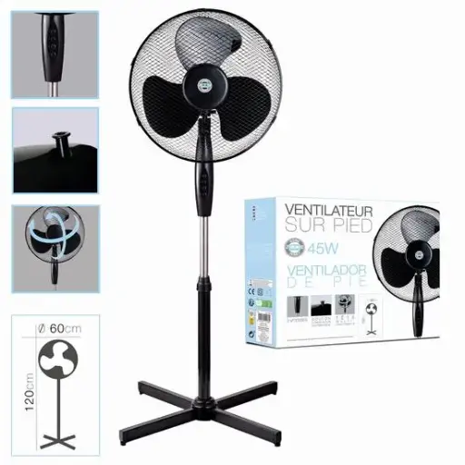 [15176] 216-Ventilador Negro Pie 45 W - 55x55x128cm *1*