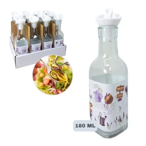 [DL24135Y] 218-Aceitera Vinagrera Cristal 180ML Lavanda *48*.