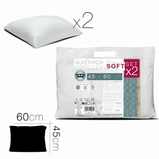 [24082] 130-Almohada Set 2pcs Soft 45 x 60 cm *3*.