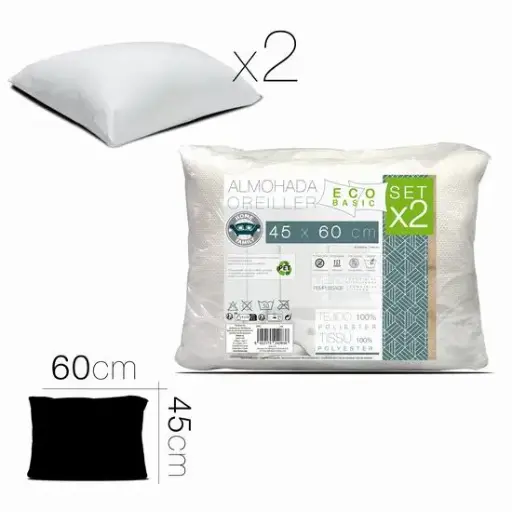 [24083] 130-Almohada Set 2pcs Eco Basic 45 x 60 cm *3*.
