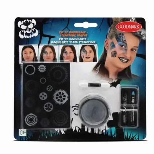 [33133] 154-Kit Maquillaje + Engranaje Robot Plata HALLOWEEN *48*.